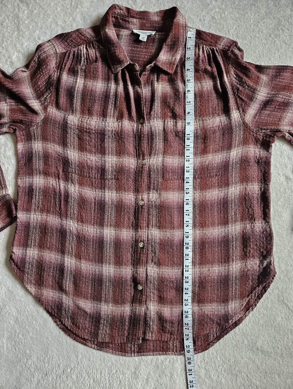 beachlunchlounge Elly Plaid Button Down Shirt XL Japanese Maple Viscose Cotton - Picture 7 of 14